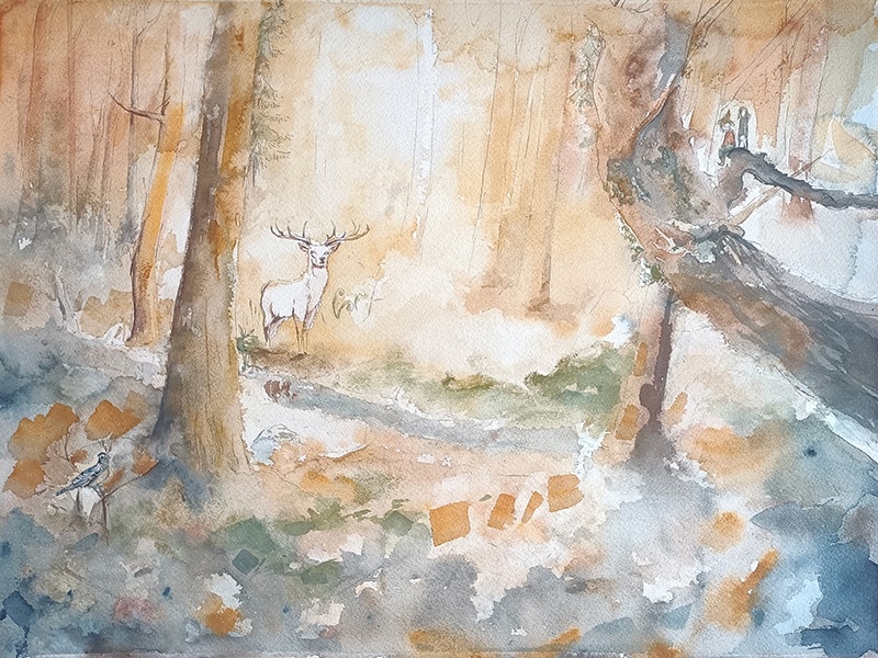 Cerf au soir