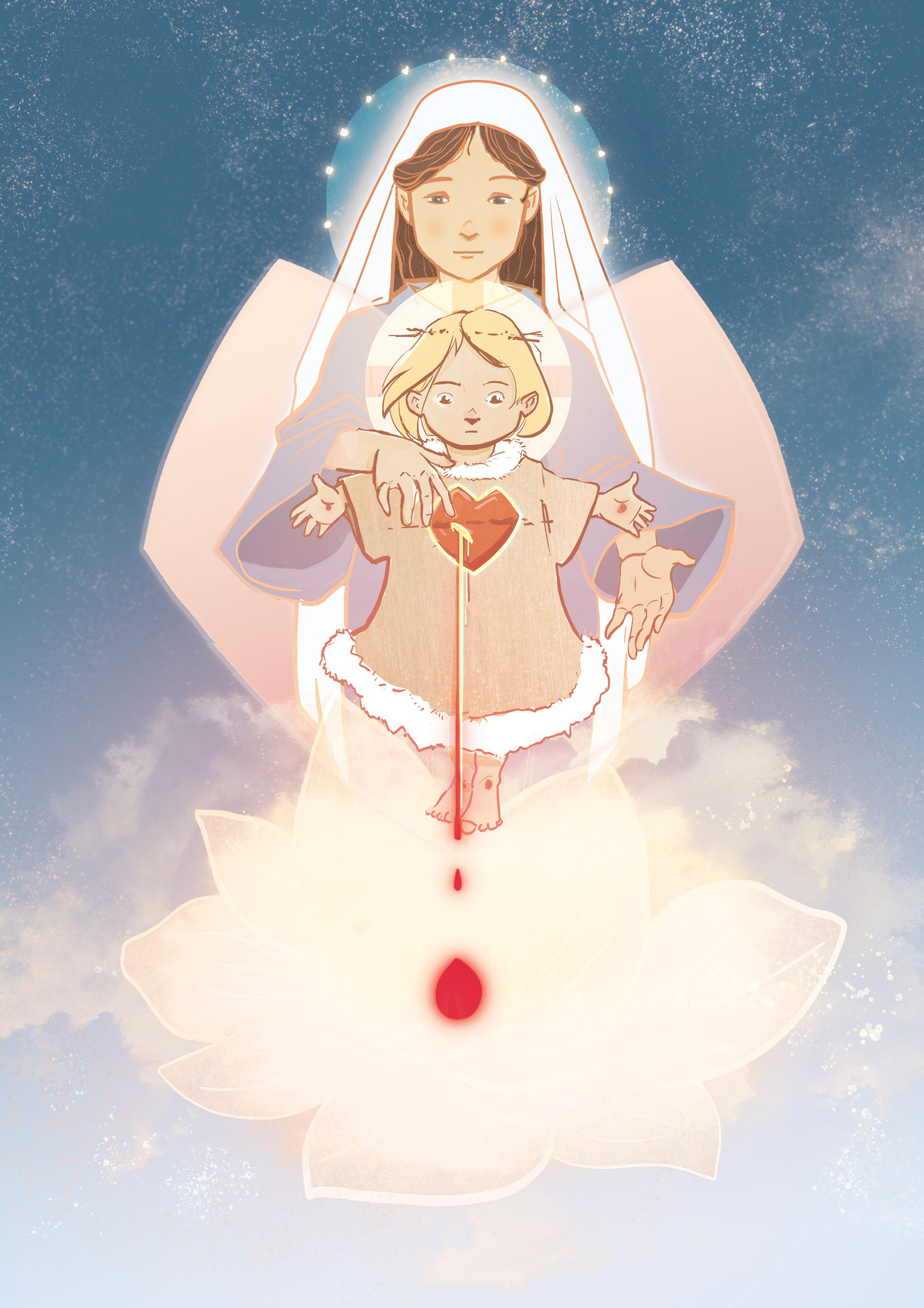 Vierge Marie et Enfant Jésus au coeur sanglant V3