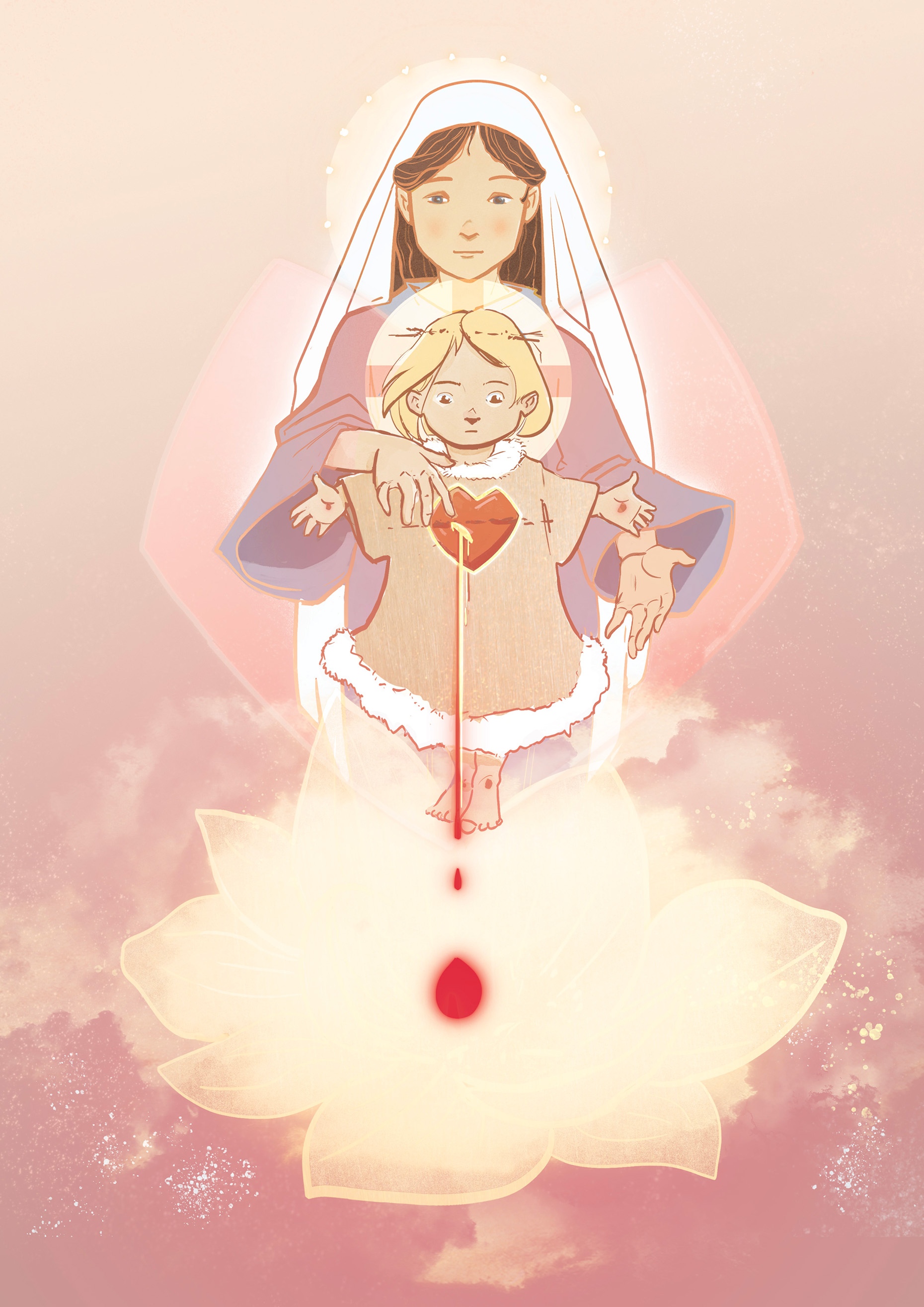 Vierge Marie et Enfant Jésus au coeur sanglant V2