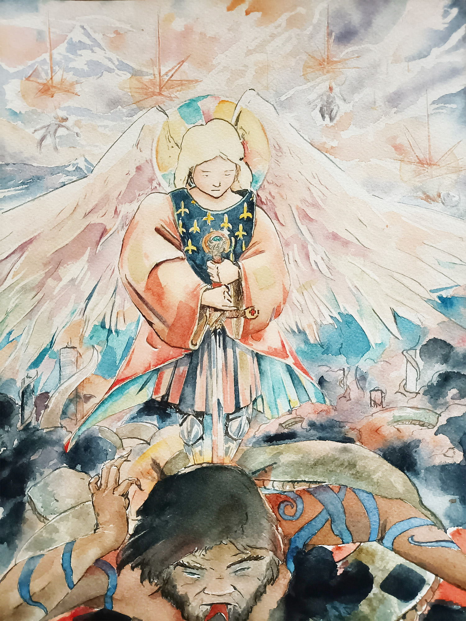 Saint Michel et ses anges terrassant le Dragon.